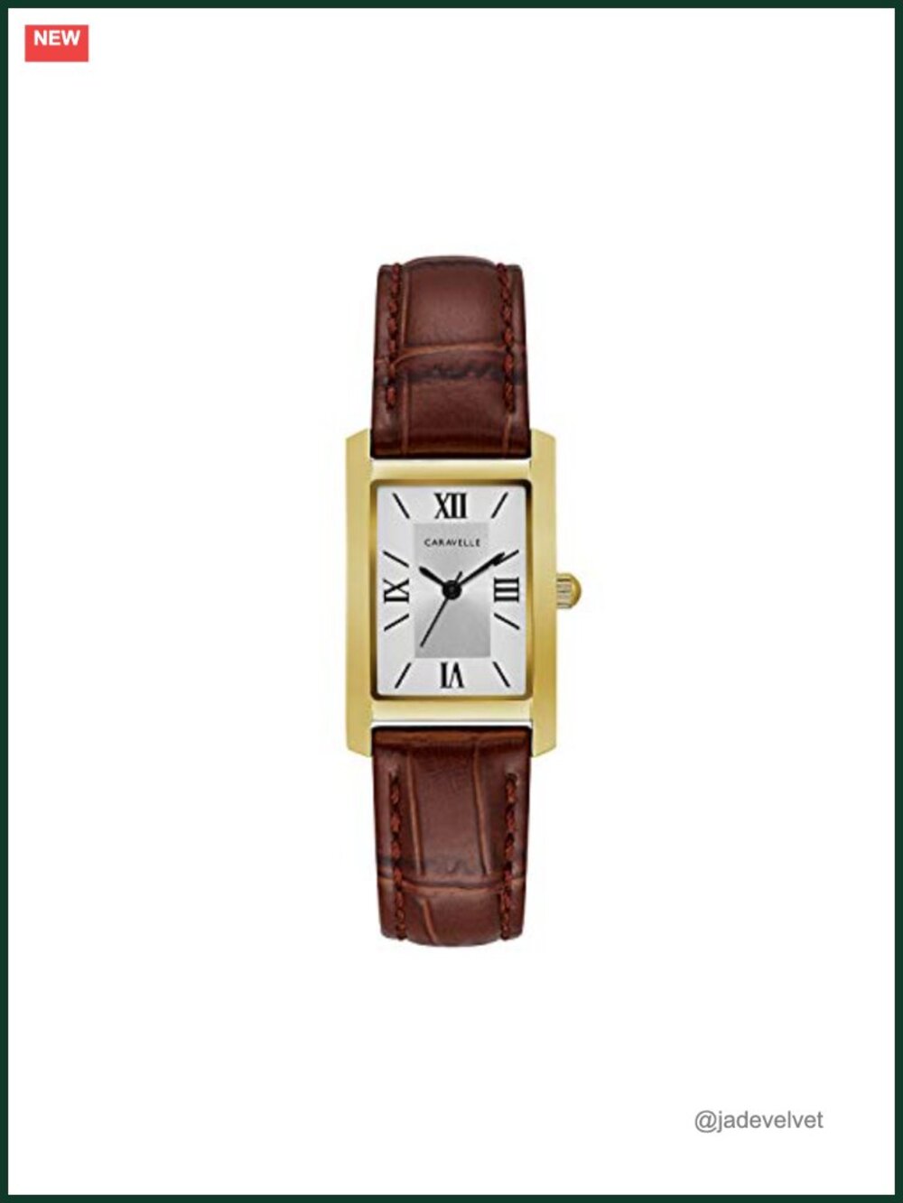 Gold-Tone Stainless Steel Dress Watch Rectangle Roman Numeral Curved Mineral